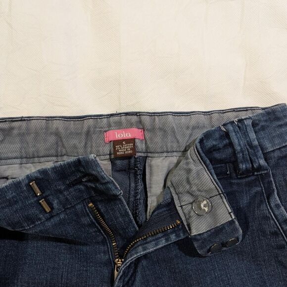 Vintage y2k Lola Women's Blue Bootcut Lowrise Jeans with Unique Hook Bar Closure - Picture 4 of 8